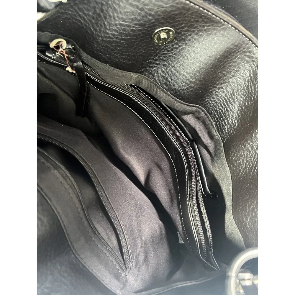 Vintage Giraffe Print Faux Fur Black Leather Hobo Shoulder Bag Handbag Purse Y2K